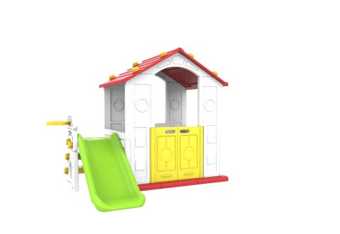Domek Ogrodowy 3w1 dla dzieci Czerwony Dach + Zjeżdżalnia + Koszykówka Domek Ogrodowy 3w1 dla dzieci Czerwony Dach + Zjeżdżalnia + Koszykówka