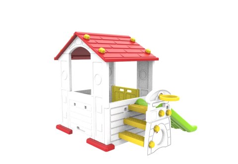 Domek Ogrodowy 3w1 dla dzieci Czerwony Dach + Zjeżdżalnia + Koszykówka Domek Ogrodowy 3w1 dla dzieci Czerwony Dach + Zjeżdżalnia + Koszykówka