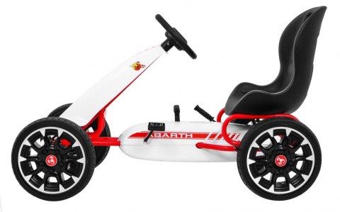Gokart ABARTH na pedały dla dzieci Biały + Koła EVA + Hamulec ręczny + Wolny bieg Gokart ABARTH na pedały dla dzieci Biały + Koła EVA + Hamulec ręczny + Wolny bieg
