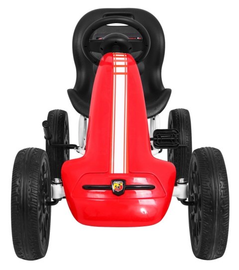 Gokart ABARTH na pedały dla dzieci Czerwony + Koła EVA + Hamulec ręczny + Wolny bieg Gokart ABARTH na pedały dla dzieci Czerwony + Koła EVA + Hamulec ręczny + Wolny bieg