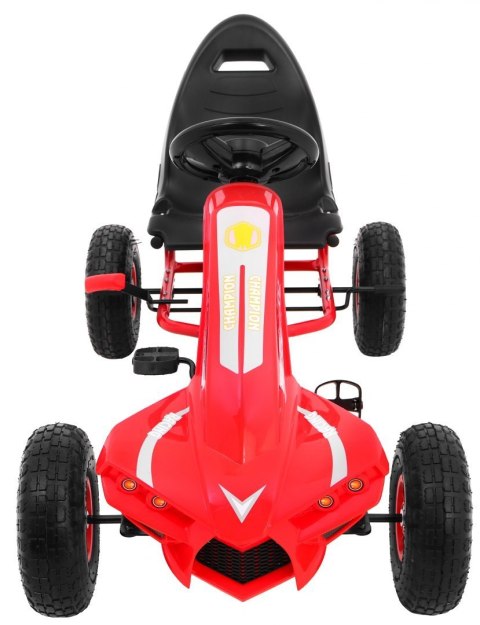 Gokart Champion na pedały dla dzieci 3+ Czerwony + Pompowane opony + Regulowane siedzisko + Ręczny hamulec Gokart Champion na pedały dla dzieci 3+ Czerwony + Pompowane opony + Regulowane siedzisko + Ręczny hamulec