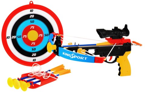 Mała Kusza dla dzieci 6+ Zestaw sportowy 7 el. + Tarcza + 4 bełty + Kołczan + Celownik laserowy Mała Kusza dla dzieci 6+ Zestaw sportowy 7 el. + Tarcza + 4 bełty + Kołczan + Celownik laserowy