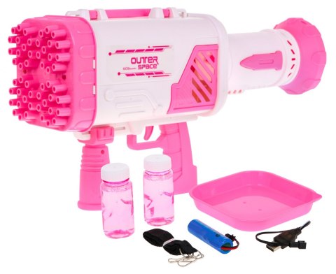 Maszyna do Baniek mydlanych Pistolet dla dzieci 3+ różowy Broń z wiatraczkiem + Płyn do baniek Maszyna do Baniek mydlanych Pistolet dla dzieci 3+ różowy Broń z wiatraczkiem + Płyn do baniek
