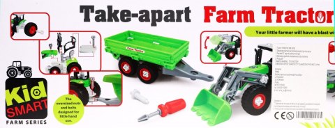 Rozkręcany Traktor z przyczepą dla dzieci 3+ Wkrętarka + Śrubokręt + Spychacz Rozkręcany Traktor z przyczepą dla dzieci 3+ Wkrętarka + Śrubokręt + Spychacz