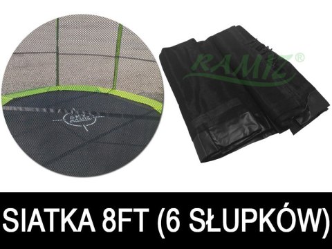 Siatka ochronna SkyRamiz Czarny do trampoliny ogrodowej 244cm/8FT 6 tuneli na słupki Siatka ochronna SkyRamiz Czarny do trampoliny ogrodowej 244cm/8FT 6 tuneli na słupki