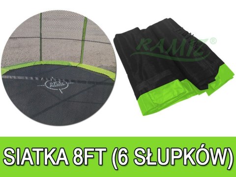 Siatka ochronna SkyRamiz Zielony do trampoliny ogrodowej 244cm/8FT 6 tuneli na słupki Siatka ochronna SkyRamiz Zielony do trampoliny ogrodowej 244cm/8FT 6 tuneli na słupki