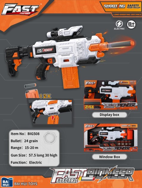 Duży Karabin Fast Pioneer dla dzieci 8+ Celownik + Magazynek + 24 Piankowych Pociski Duży Karabin Fast Pioneer dla dzieci 8+ Celownik + Magazynek + 24 Piankowych Pociski