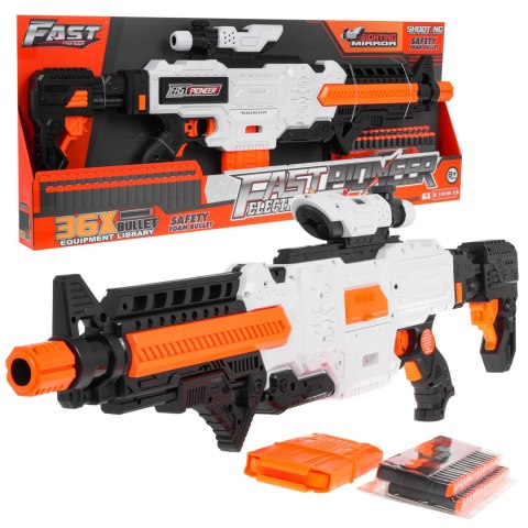Karabin Fast Pioneer dla dzieci 8+ Celownik + Magazynek + 36 Miękkich Pocisków Karabin Fast Pioneer dla dzieci 8+ Celownik + Magazynek + 36 Miękkich Pocisków