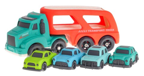 Laweta + 4 Autka BIOplastik dla dzieci 18m+ Czerwony + Dźwięki Światła + Ruchome elementy + Ekologiczny materiał Laweta + 4 Autka BIOplastik dla dzieci 18m+ Czerwony + Dźwięki Światła + Ruchome elementy + Ekologiczny materiał