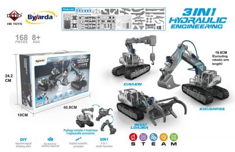 Zestaw Pojazdów Budowlanych do Składania 3w1 dla dzieci 8+ Hydrauliczne zasilanie + Części konstrukcyjne 168 el. Zestaw Pojazdów Budowlanych do Składania 3w1 dla dzieci 8+ Hydrauliczne zasilanie + Części konstrukcyjne 168 el.