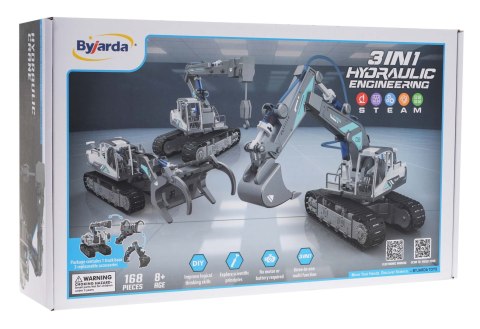 Zestaw Pojazdów Budowlanych do Składania 3w1 dla dzieci 8+ Hydrauliczne zasilanie + Części konstrukcyjne 168 el. Zestaw Pojazdów Budowlanych do Składania 3w1 dla dzieci 8+ Hydrauliczne zasilanie + Części konstrukcyjne 168 el.