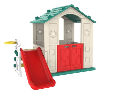 Domek Ogrodowy 3w1 dla dzieci Zielony Dach + Zjeżdżalnia + Koszykówka Domek Ogrodowy 3w1 dla dzieci Zielony Dach + Zjeżdżalnia + Koszykówka