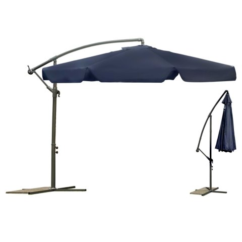 Parasol ogrodowy składany 6 segmentów granatowy 350cm Plonos Parasol ogrodowy składany 6 segmentów granatowy 350cm Plonos