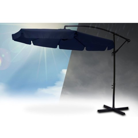 Parasol ogrodowy składany 6 segmentów granatowy 350cm Plonos Parasol ogrodowy składany 6 segmentów granatowy 350cm Plonos