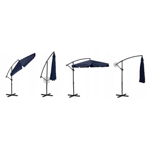 Parasol ogrodowy składany 6 segmentów granatowy 350cm Plonos Parasol ogrodowy składany 6 segmentów granatowy 350cm Plonos