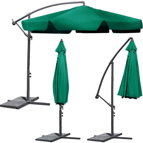 Parasol ogrodowy składany 6 segmentów zielony 350cm Plonos Parasol ogrodowy składany 6 segmentów zielony 350cm Plonos