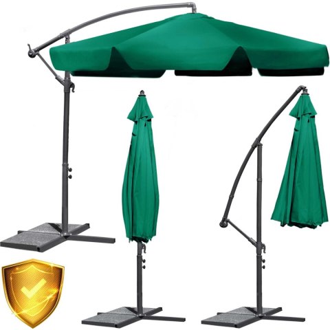 Parasol ogrodowy składany 6 segmentów zielony 350cm Plonos Parasol ogrodowy składany 6 segmentów zielony 350cm Plonos