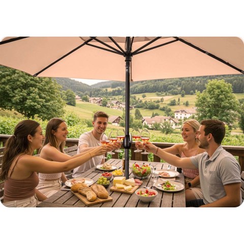 Parasol ogrodowy składany 6 segmentowy 300 cm z pokrowcem Plonos PL-884 Plonos Parasol ogrodowy składany 6 segmentowy 300 cm z pokrowcem Plonos PL-884 Plonos