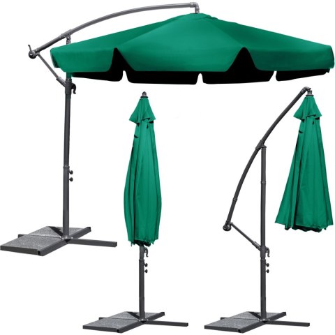 Parasol ogrodowy składany 8 segmentów zielony 350cm Plonos Parasol ogrodowy składany 8 segmentów zielony 350cm Plonos