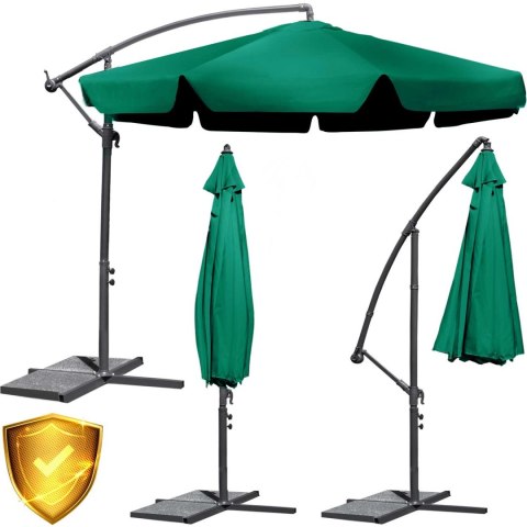 Parasol ogrodowy składany 8 segmentów zielony 350cm Plonos Parasol ogrodowy składany 8 segmentów zielony 350cm Plonos