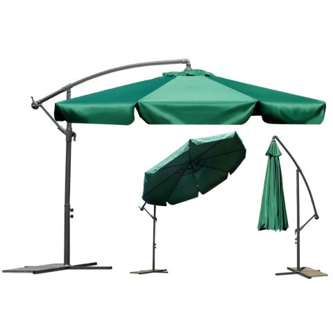 Parasol ogrodowy składany 8 segmentów zielony 350cm Plonos Parasol ogrodowy składany 8 segmentów zielony 350cm Plonos