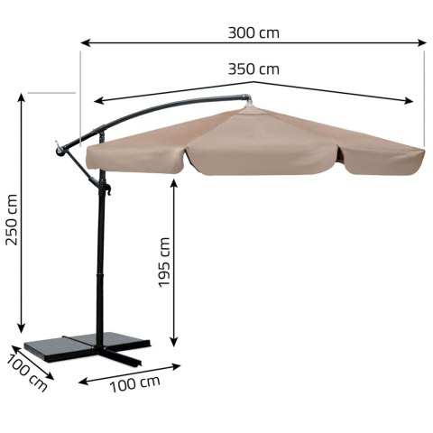 Parasol ogrodowy składany 8 segmentowy 350 cm z pokrowcem Plonos PL-881 Plonos Parasol ogrodowy składany 8 segmentowy 350 cm z pokrowcem Plonos PL-881 Plonos