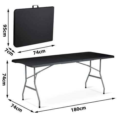 Stół cateringowy ogrodowy składany 180 cm Plonos czarny Plonos Stół cateringowy ogrodowy składany 180 cm Plonos czarny Plonos