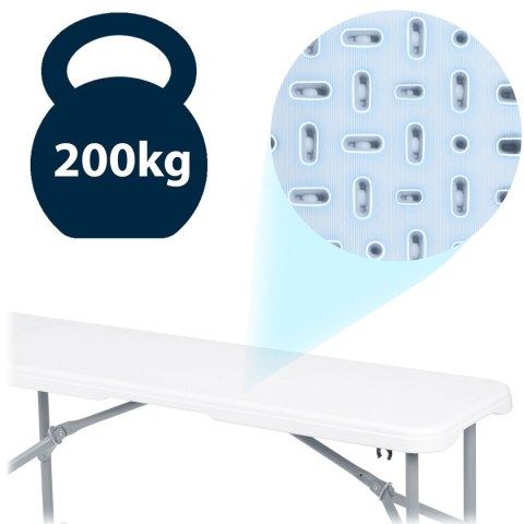 Zestaw cateringowy ogrodowy składany stół + 2 ławki 180 cm Plonos biały Plonos Zestaw cateringowy ogrodowy składany stół + 2 ławki 180 cm Plonos biały Plonos
