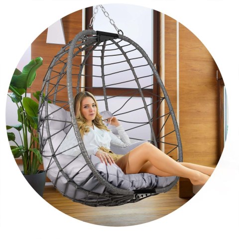 Fotel ogrodowy wiszący Tihuana szary + szare poduszki Sofotel Sofotel Fotel ogrodowy wiszący Tihuana szary + szare poduszki Sofotel Sofotel