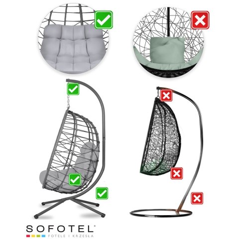 Fotel ogrodowy wiszący Tihuana szary + szare poduszki Sofotel Sofotel Fotel ogrodowy wiszący Tihuana szary + szare poduszki Sofotel Sofotel