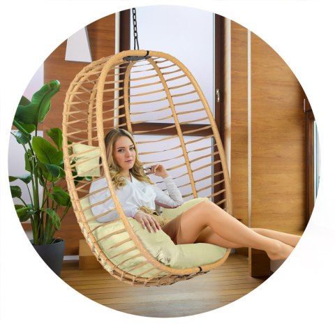 Fotel ogrodowy wiszący Toskana czarny + beżowe poduszki Sofotel Sofotel Fotel ogrodowy wiszący Toskana czarny + beżowe poduszki Sofotel Sofotel
