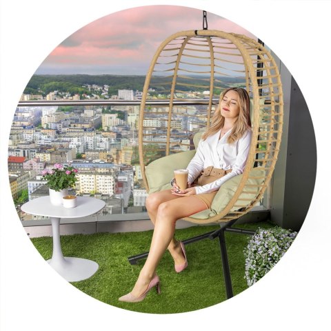Fotel ogrodowy wiszący Toskana czarny + beżowe poduszki Sofotel Sofotel Fotel ogrodowy wiszący Toskana czarny + beżowe poduszki Sofotel Sofotel
