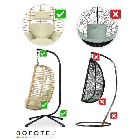 Fotel ogrodowy wiszący Toskana czarny + beżowe poduszki Sofotel Sofotel Fotel ogrodowy wiszący Toskana czarny + beżowe poduszki Sofotel Sofotel