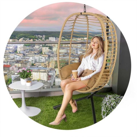 Fotel ogrodowy wiszący Toskana czarny + brązowe poduszki Sofotel Sofotel Fotel ogrodowy wiszący Toskana czarny + brązowe poduszki Sofotel Sofotel