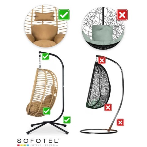 Fotel ogrodowy wiszący Toskana czarny + brązowe poduszki Sofotel Sofotel Fotel ogrodowy wiszący Toskana czarny + brązowe poduszki Sofotel Sofotel