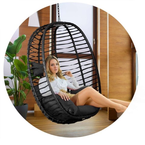 Fotel ogrodowy wiszący Toskana czarny + czarne poduszki Sofotel Sofotel Fotel ogrodowy wiszący Toskana czarny + czarne poduszki Sofotel Sofotel