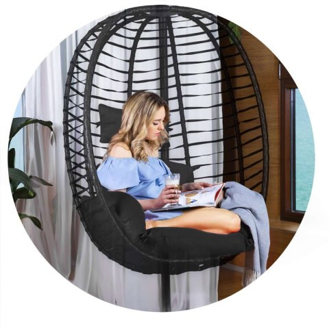 Fotel ogrodowy wiszący Toskana czarny + czarne poduszki Sofotel Sofotel Fotel ogrodowy wiszący Toskana czarny + czarne poduszki Sofotel Sofotel