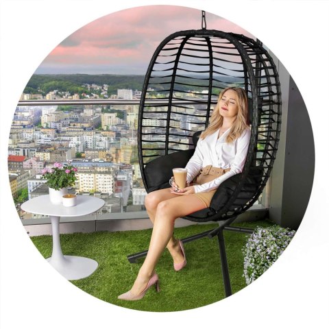 Fotel ogrodowy wiszący Toskana czarny + czarne poduszki Sofotel Sofotel Fotel ogrodowy wiszący Toskana czarny + czarne poduszki Sofotel Sofotel