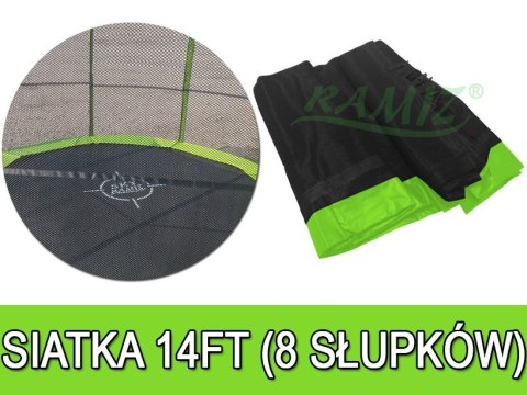 Siatka ochronna SkyRamiz Zielony do trampoliny ogrodowej 427cm/14FT 8 tuneli na słupki Siatka ochronna SkyRamiz Zielony do trampoliny ogrodowej 427cm/14FT 8 tuneli na słupki