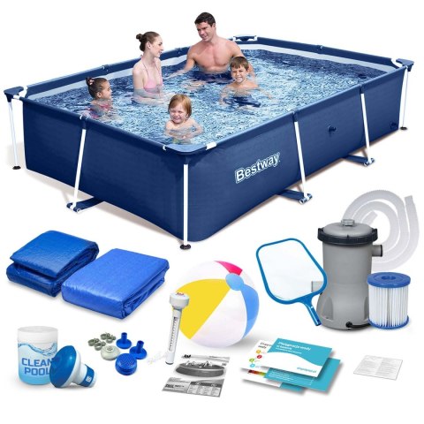 Basen ogrodowy stelażowy 259x170x61 cm zestaw 15w1 Bestway 56403N Bestway Basen ogrodowy stelażowy 259x170x61 cm zestaw 15w1 Bestway 56403N Bestway