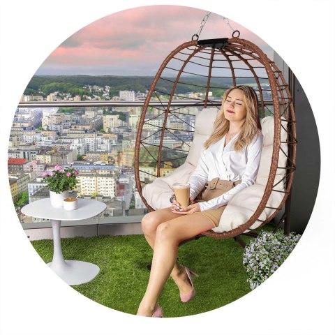 Fotel ogrodowy wiszący Tihuana brązowy + jasno beżowe poduszki Sofotel Sofotel Fotel ogrodowy wiszący Tihuana brązowy + jasno beżowe poduszki Sofotel Sofotel