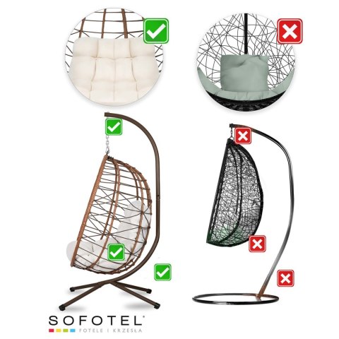 Fotel ogrodowy wiszący Tihuana brązowy + jasno beżowe poduszki Sofotel Sofotel Fotel ogrodowy wiszący Tihuana brązowy + jasno beżowe poduszki Sofotel Sofotel