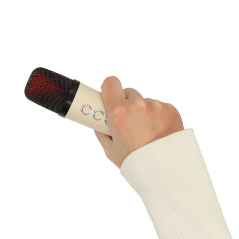 Zestaw do karaoke głośnik Bluetooth 2 mikrofony USB LED 10W kremowy Kik Sp. z o. o. Sp. k.