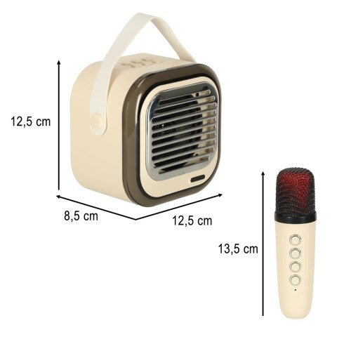 Zestaw do karaoke głośnik Bluetooth 2 mikrofony USB LED 10W kremowy Kik Sp. z o. o. Sp. k.