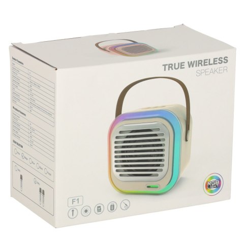 Zestaw do karaoke głośnik Bluetooth 2 mikrofony USB LED 10W kremowy Kik Sp. z o. o. Sp. k.
